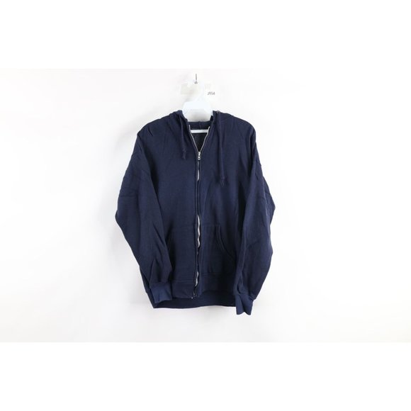 Vintage 60s Streetwear Medium Faded Ideal Zipper Blank Full Zip Hoodie Blue USA